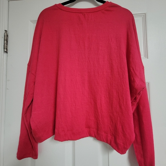 By Anthropologie Dina Pink Textured Long Sleeve Top. - Picture 4 of 9